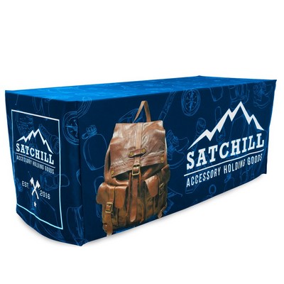 Sublimated PREMIUM Box Style Fitted Table Cloth, 6' Table, Premium Fabric, 4 sided, Closed back