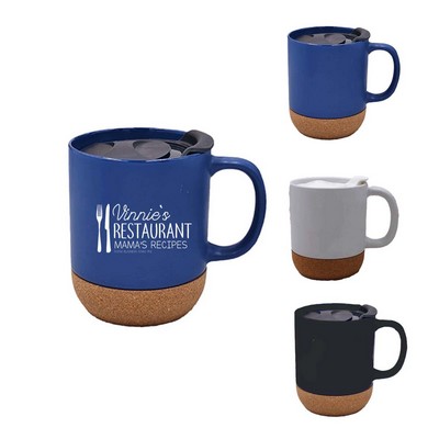 12 oz Ceramic Mug with Cork Base and Lid